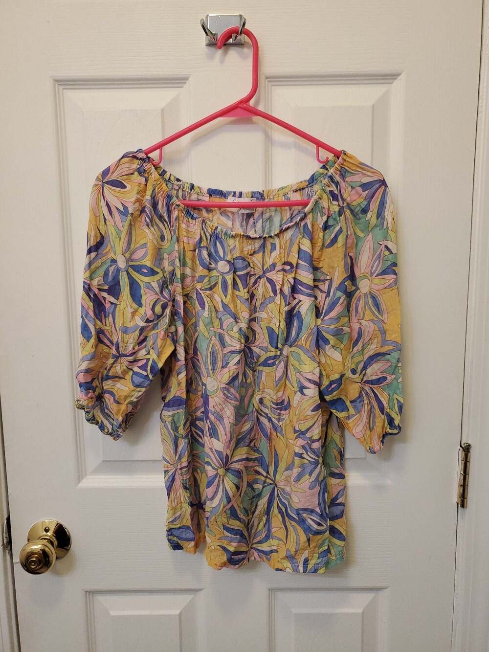 Ethyl Clothing Women's Off-the-Shoulder Floral Printed 3/4 Sleeve Blouse